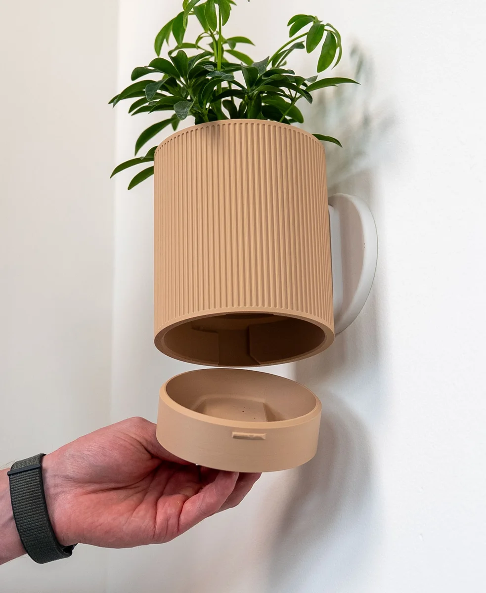 Ribbed Wandplanter – Klein of Groot, 3D Geprint